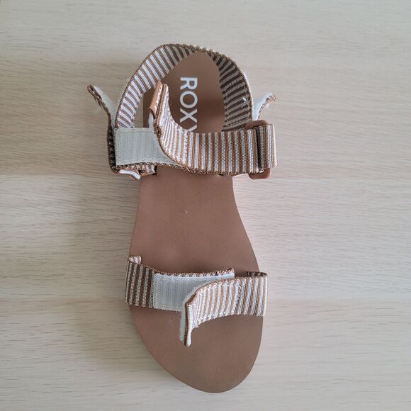 Roxy Brown and White Striped Sandals - Picture 9 of 9